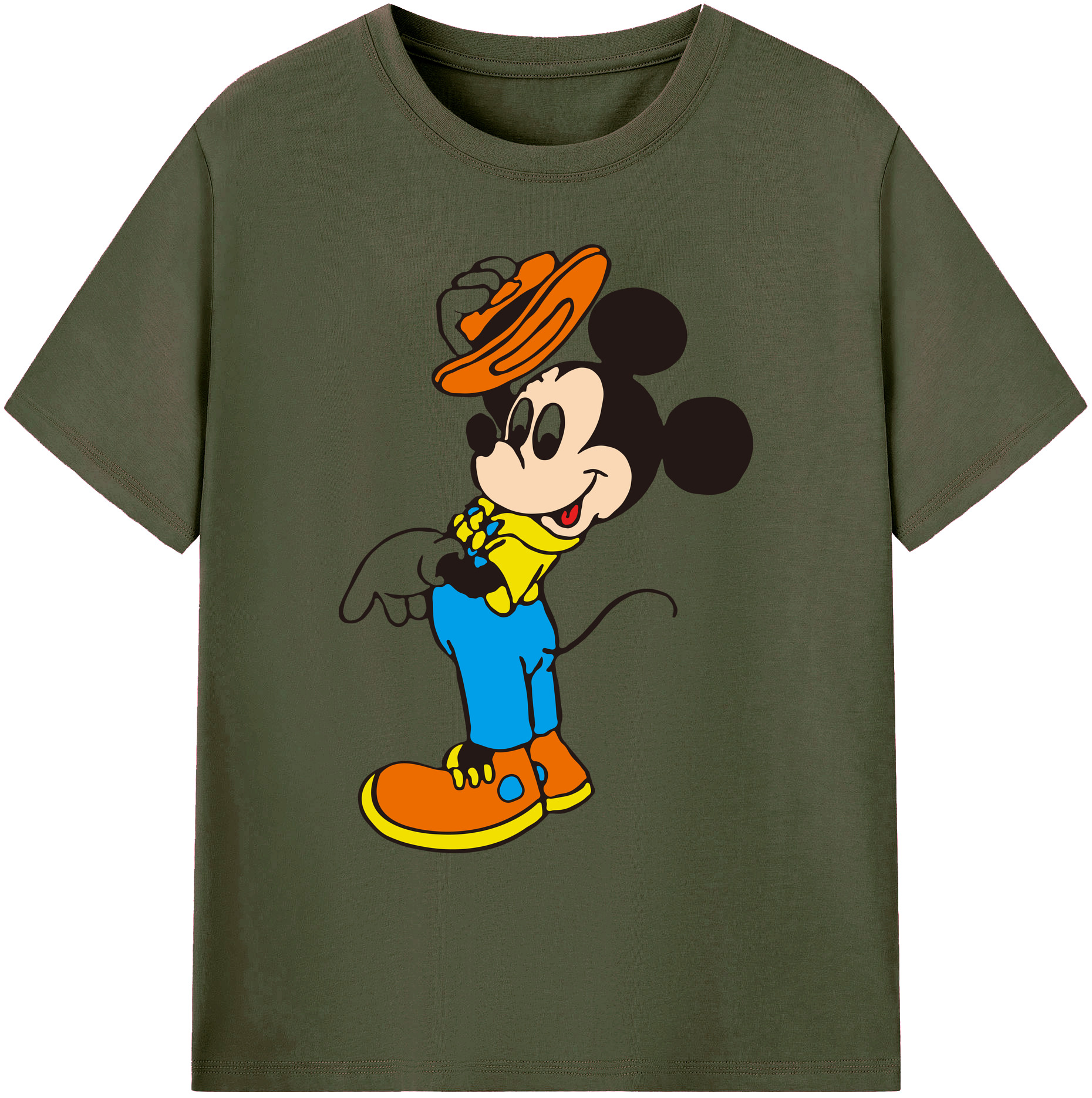 ミッキーマウス Mickey Mouse 綿100％ メンズ半袖Tシャツ｜肌触りやわらか＆通気性